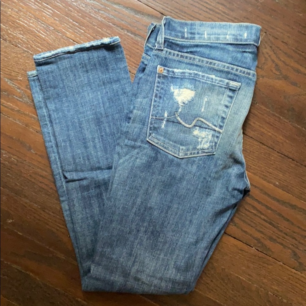 7 For All Mankind Distressed Straight Leg Size 27